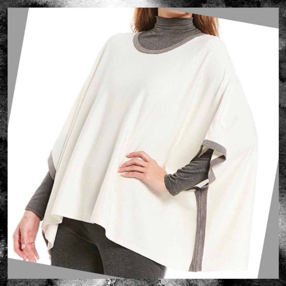 Cecily Contrast Trim Jersey Knit Poncho